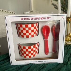Red Checkered Bowls and Spoons Set
